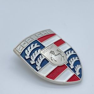 PORSCHE custom refinished livery hood crest American Flag BLUE RED WHITE